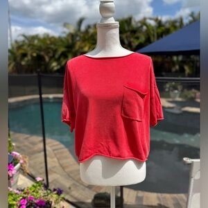 7 For All Mankind Red Vintage Crop Top – XS – 100% Cotton, NWOT